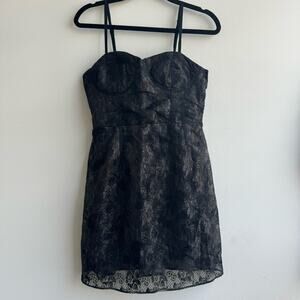 American Eagle Black Lace Bustier Corset Mini Dress - 4